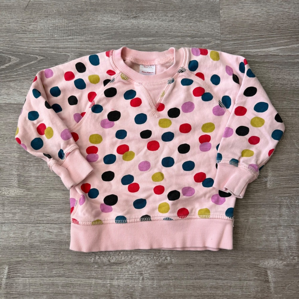 Hanna Andersson Kids Pink Polka Dot Raglan Sweatshirt Size 90cm US 3T